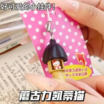 Hello Kitty Mushroom Pendant Cute Creative Keychain Cartoon Retro Bag Pendant Christmas Gift