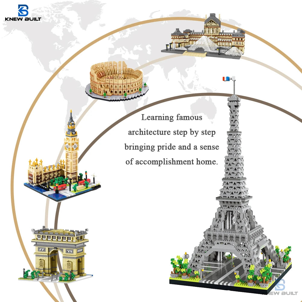 Eiffel Tower Paris Architectural Micro Mini Model Building Blocks Toy : Enhance Your Office Decor, Boost Hand Skills Gift