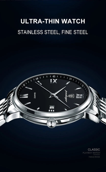 POEDAGAR Luxury Sports Men's Wristwatch Stainless Steel Waterproof Date Man Watch High Quality Casual Fashion Quartz Men Watches