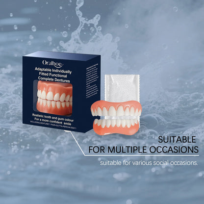 Adjustable Teeth Dentures Full Set Whitening Silicone Denture Set Fit Temporary Orthodontic Teeth Dentures Fake Tooth Oral