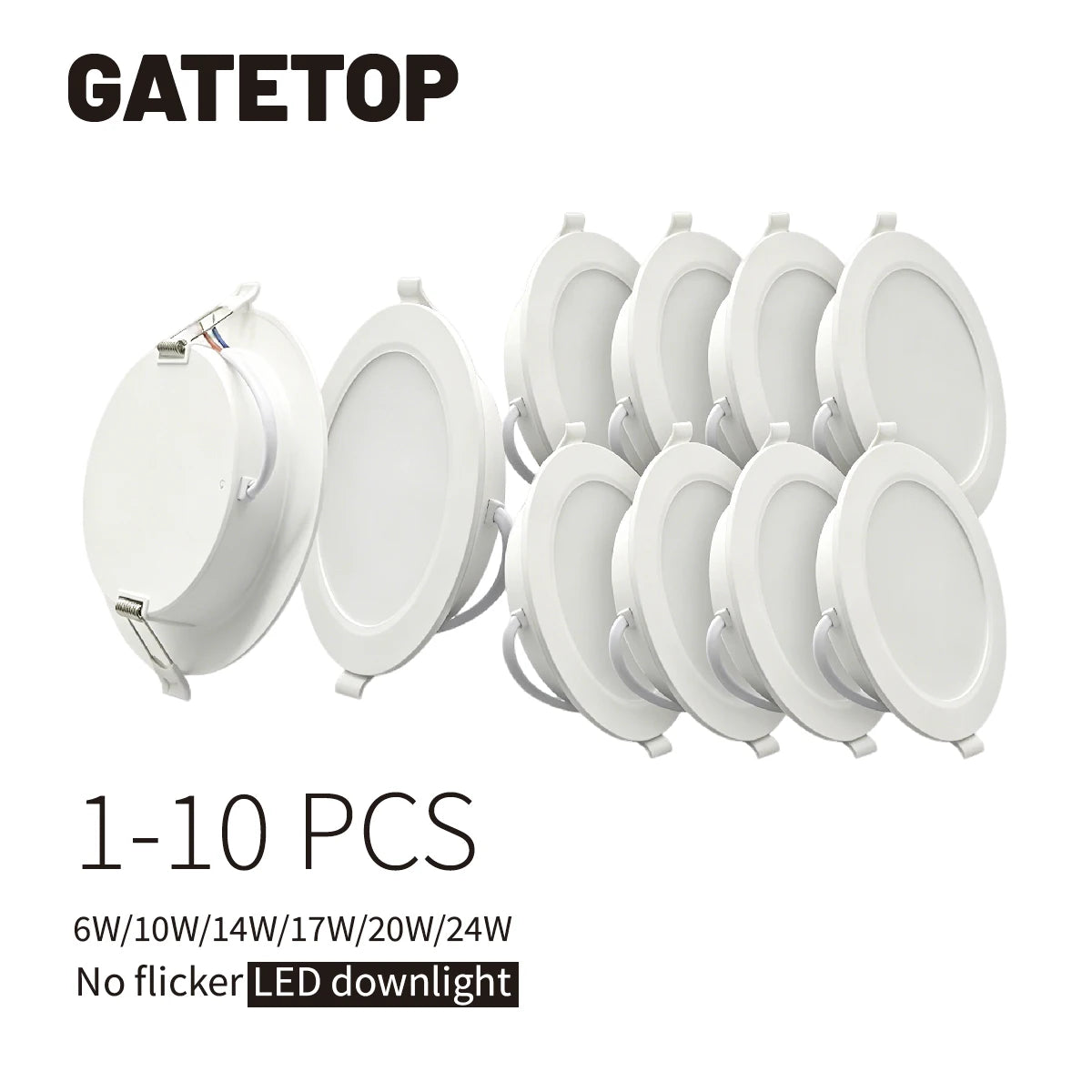 1-10pcs/lot Recessed Led Downlight Round Leds Panel Light 120V 220V 3000K-6000K 10W 20W 24W Spot for Foyer Indoor Lighting