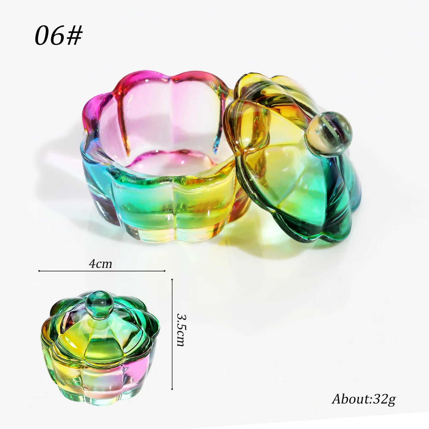 1pcs Pink Crystal Glass Dappen Dish Acrylic Powder Liquid Holder Container Heart Shape Nail Lid Cup Bowl Manicure Accessories