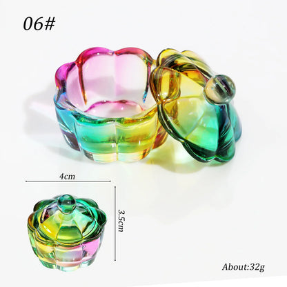 1pcs Pink Crystal Glass Dappen Dish Acrylic Powder Liquid Holder Container Heart Shape Nail Lid Cup Bowl Manicure Accessories