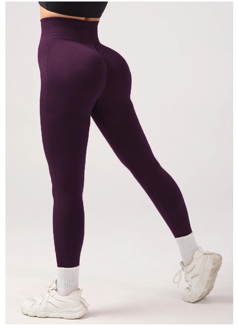 Women's Tight Yoga Seamless Pants, Solid Color Multi-Color Optional, High Waist Belly-Closing Exercise Running Capri Yoga Pants