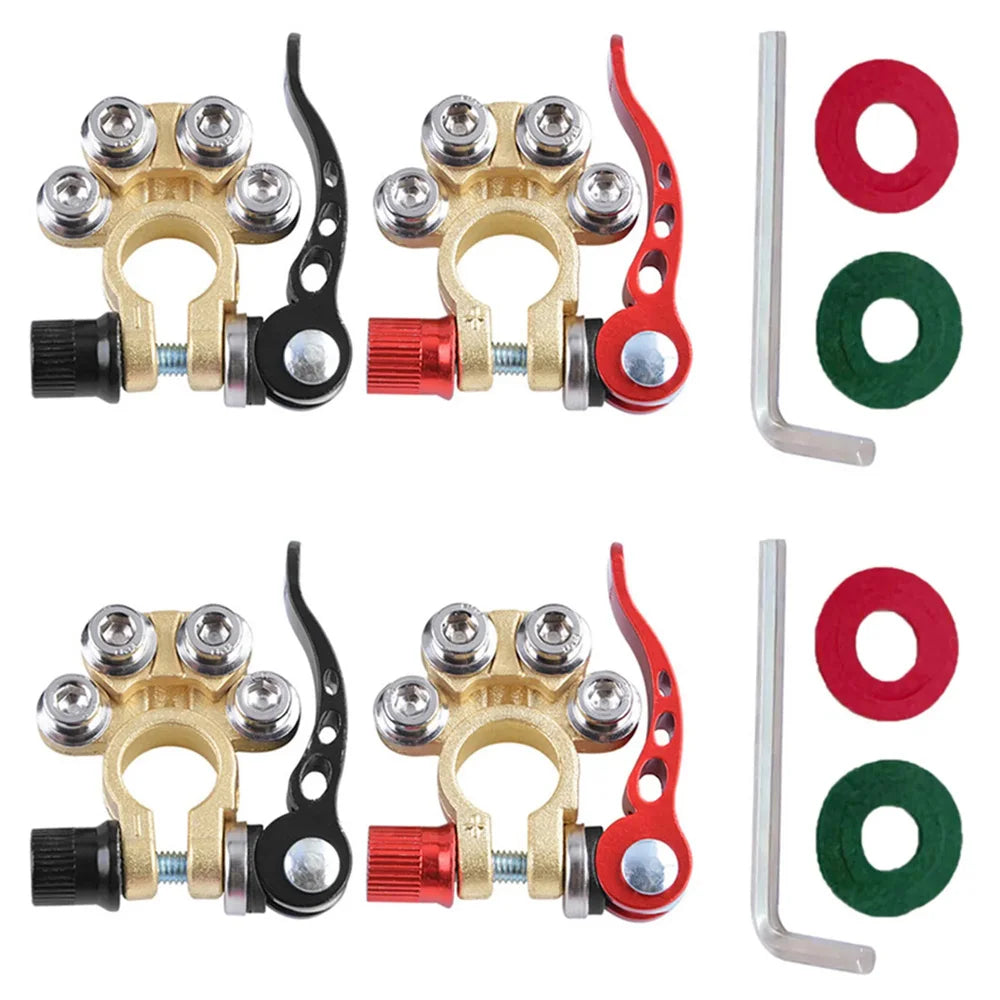 2Pcs Car Battery Terminal Connectors Quick Release Disconnect 12V 24V Positive Negative Battery Cable Ends for SAE/JIS Type Car