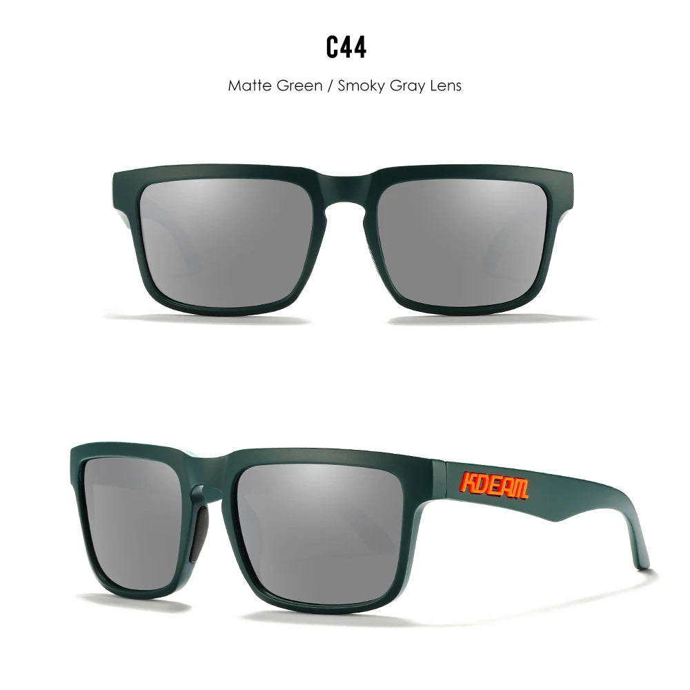 KDEAM Men's Polarized Sunglasses Square Casual Outdoors Sun Glasses Women Unisex Sunglass For Couple With Zipper Case