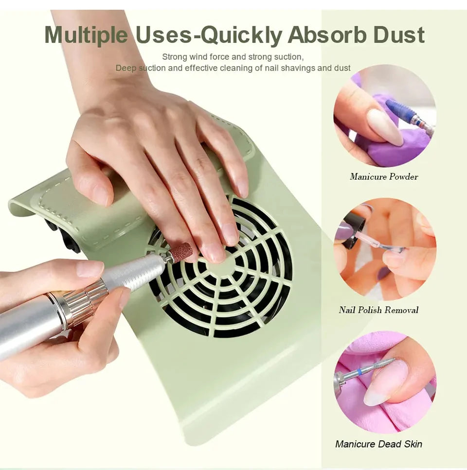 Professional Nail Dust Collector Vacuum - Low Noise Manicure Dust Extractor with Strong Suction Fan for Nail Salon & Home Use