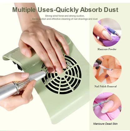 Professional Nail Dust Collector Vacuum - Low Noise Manicure Dust Extractor with Strong Suction Fan for Nail Salon & Home Use