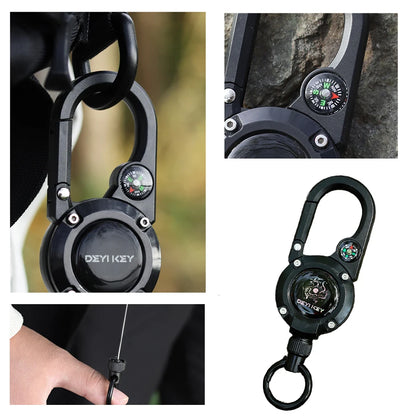 Rope Retractable Pull Reel Steel Wire Carabiner Key Chains Buckle Holder Outdoor Sporty Keychain Multiple Tool Anti-Theft