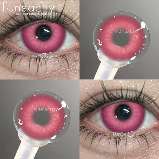 FUNSACHY 1Pair Colorful Cosplay Contact Lenses for Eyes Colored Fashion Pink Contacts Lens Green Cosmetic Pupil Yearly Red Lens