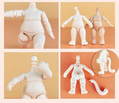 NEW YMY Doll Cat Hand Animal Body Fat Body with Tail Ob11 Body Joint for Gsc Head,1/12bjd,Obitsu 11 Boy Girl Toy Accessories