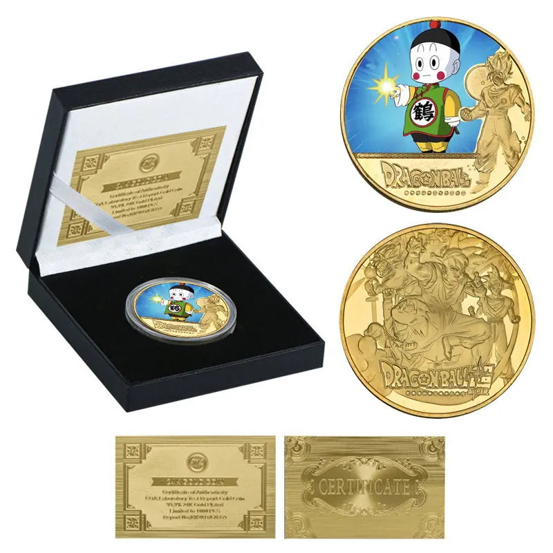 Dragon Ball Gold Plated Gold Coin Son Goku Vegeta Commemorative Coins Children Classic Anime Peripherals Collection Toy Souvenir