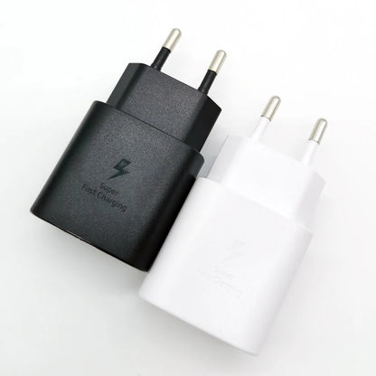 Samsung 25W Super Fast Charger Type C Adapter For Galaxy S24 S23 S20 S21 S22 Plus Note 20 10 A55 A35 A25 A15 Z Flip Fold 6 5 4 3