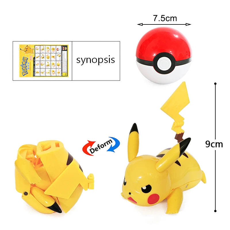 18 Styles Pokemon Anime Deformation Figures Pikachu Eevee Mewtwo Greninja Pokeball Figure Pet Action Model Toys Kids Gifts Toys