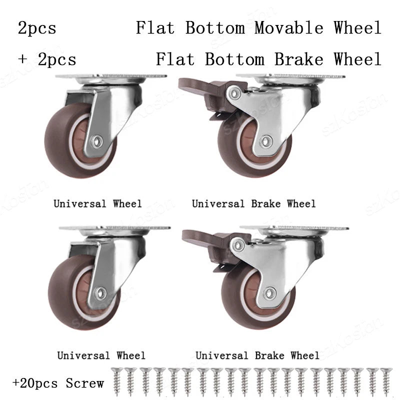 4pcs 1 1.25 1.5 2 Inch Furniture Caster Soft Rubber Universal Wheel Swivel Caster Roller Wheel For Platform Trolley Accessories