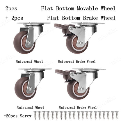 4pcs 1 1.25 1.5 2 Inch Furniture Caster Soft Rubber Universal Wheel Swivel Caster Roller Wheel For Platform Trolley Accessories