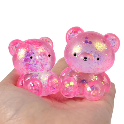 Fidget Bear Toy Squishys Glitter Gummy Bear Needoh Small Cute Animal Anti Stress Fidget Splat Decompressions Vent Squeeze Toy