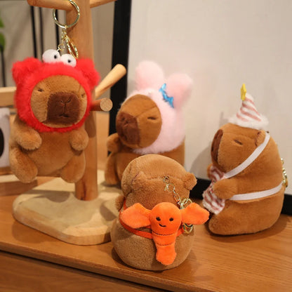 Capybara Plush Toy Pendant Keychain Capibara Cosplay Pokemon Pikachu Disney Stitch Sanrio Kuromi Plushies Stuffed Bag Decor Gift
