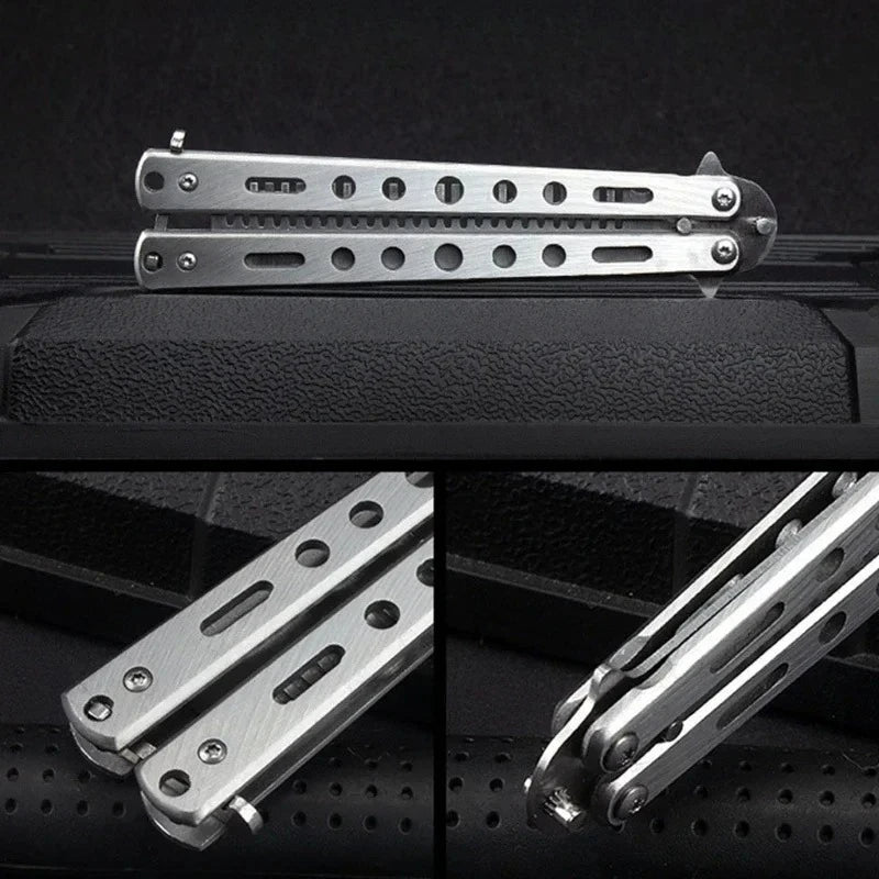 Stainless Steel Foldable Comb for Butterfly Knife Practice Training Beard Moustache Styling Tool Hairdressing Salon Brush