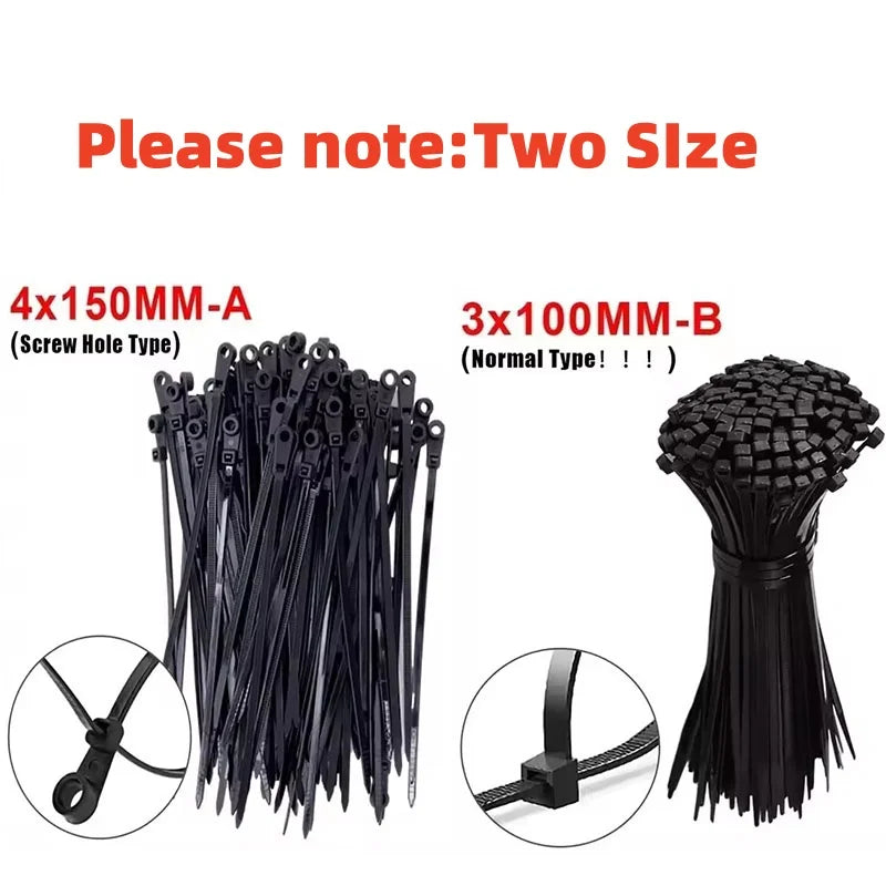 New Screw Hole Nylon Cable Ties Multipurpose Heavy Duty Adjustable Self-locking Cord Ties Organizer Straps DIY Fastening Loop