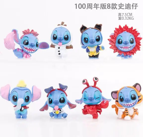 8pcs/set Stitch 100th anniversary celebration Figure Model Toys 7.5cm