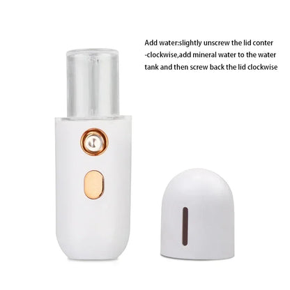 Mini Portable Humidifier Nano Mister Facial Steamer Device Beauty Spray Hydrating Apparatus Cold Spray Apparatus Rechargeable