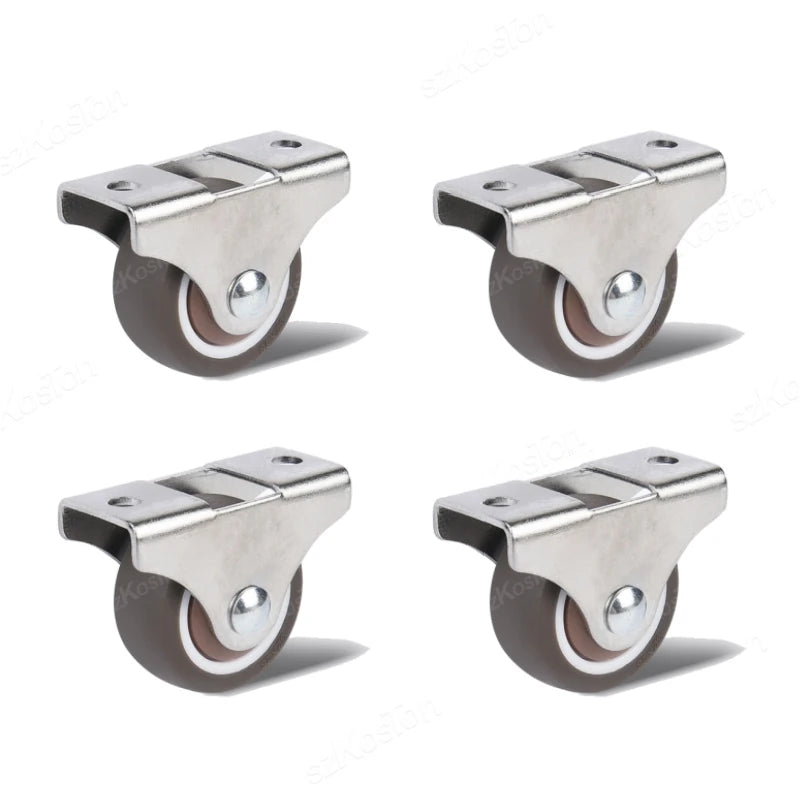 4 Pack Mini Fixed Caster Wheels 1 inch Silent Small Wheels TPR Rubber Low Profile Caster for Furniture Rolling Cabinet Trundle