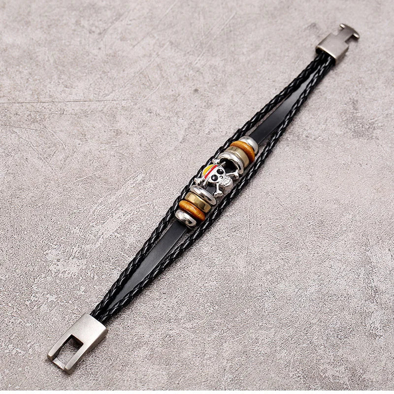Anime One Piece Bracelet Animation peripherals Toys Accessories European and American Vintage Leather Bracelet Birthday Gifts