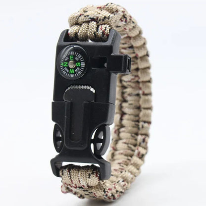Five In One Compass Bracelet With Flint Seven Core Paracord Bracelet Inginiter Outdoor Survival Hiking Camping Tools