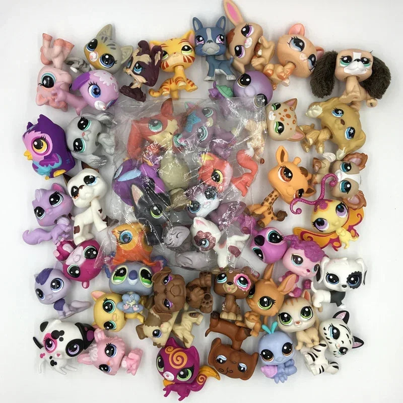 Rare pet 10pcs/lot pet lps toy Cute Stands Cat Dog Rare Original Figure Bobble head toy Kitten Collie Spaniel
