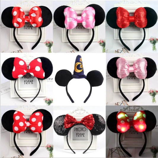 2023 New Cute Performance Party Headband Mickey Minnie Headband Mickey Mouse Bow DY Black Ear Headband Christmas HairAccessories