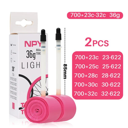 NPY Bike Inner Tube Anti Puncture 28G36G for Road Bikes 700C 23C 25C 28C 32C 35C Ultra-Light TPU Tube 45/65/85MM Presta Valves