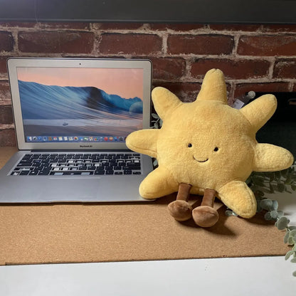 Deer INS Moon And Sun Plush Doll Stuffed Cartoon Cuddly Kawaii Sky Pillow with Legs Sitting Decor Pillow For Bedroom Sofa Chair