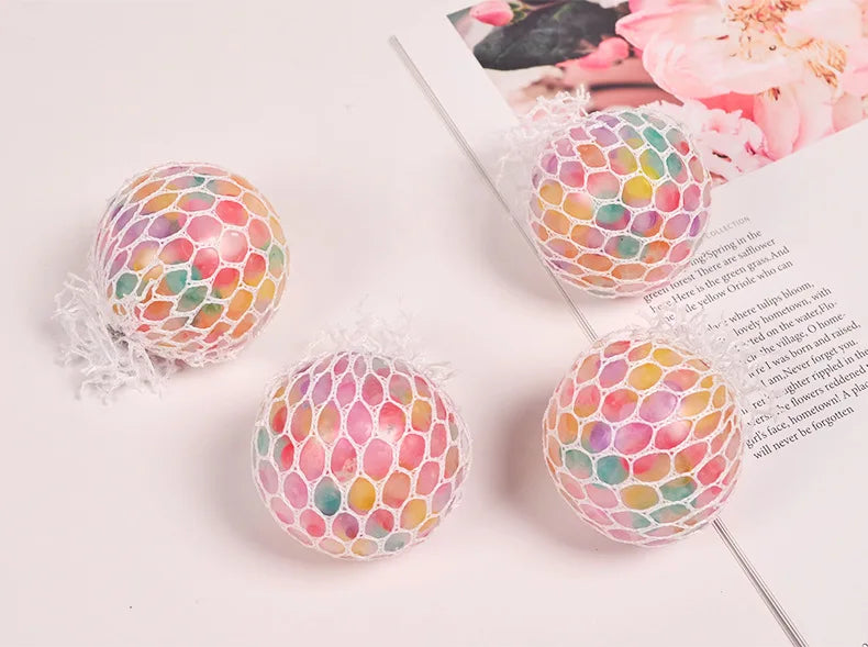 The Rainbow Bead Pressure Reducing Ball Squishy Fidget Toys Funny Stress Reliever Reduce Pressure Prop for Childrens and Adults