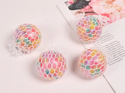 The Rainbow Bead Pressure Reducing Ball Squishy Fidget Toys Funny Stress Reliever Reduce Pressure Prop for Childrens and Adults