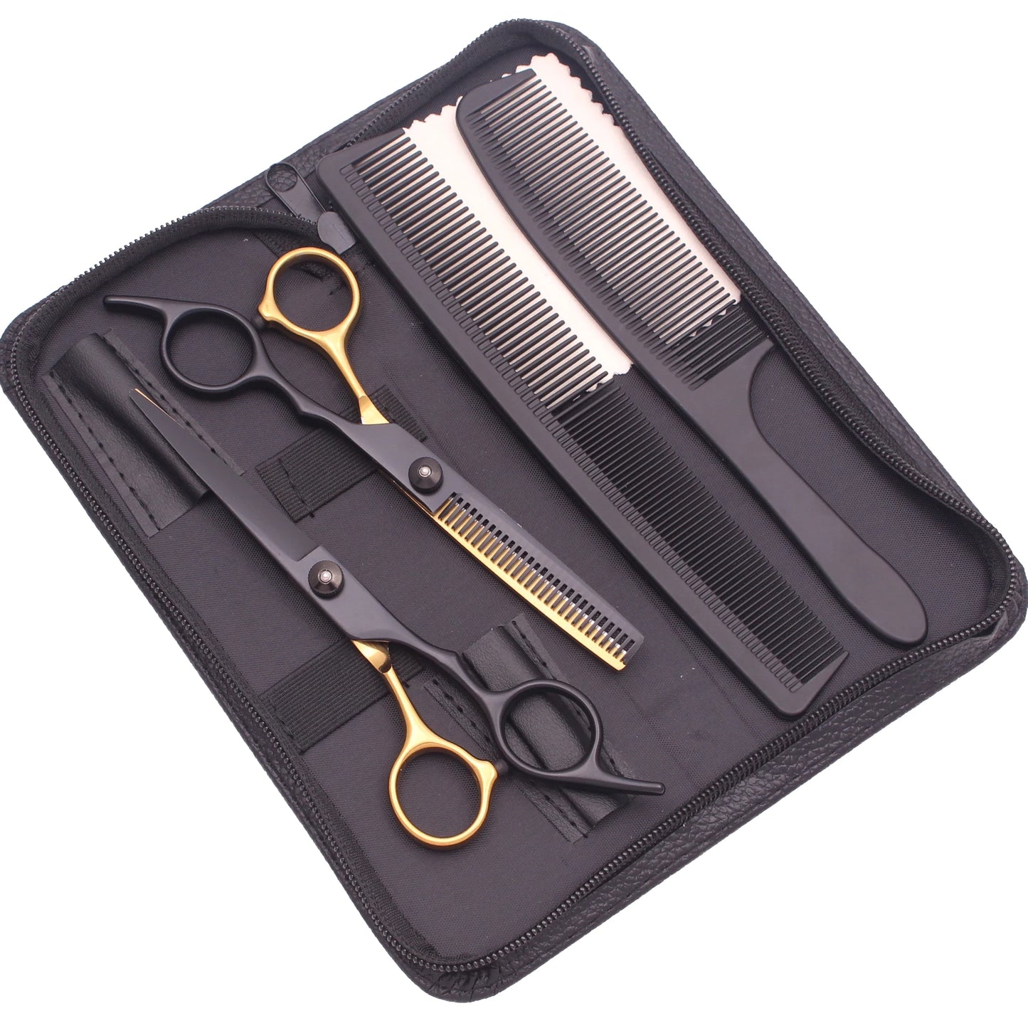 Hairdressing Scissors Black-Gold Hair Scissors Professional 6" JP Stainless Thinning Shears Haircut Scissors Barber Shop C1001