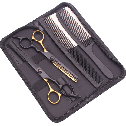 Hairdressing Scissors Black-Gold Hair Scissors Professional 6" JP Stainless Thinning Shears Haircut Scissors Barber Shop C1001