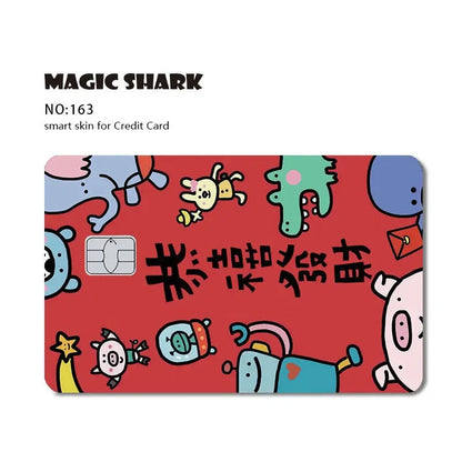 Magic Shark Flower Butterfly Bear Wing No Fade PVC Film Skin Cover Sticker for Bank Debit Credit Card