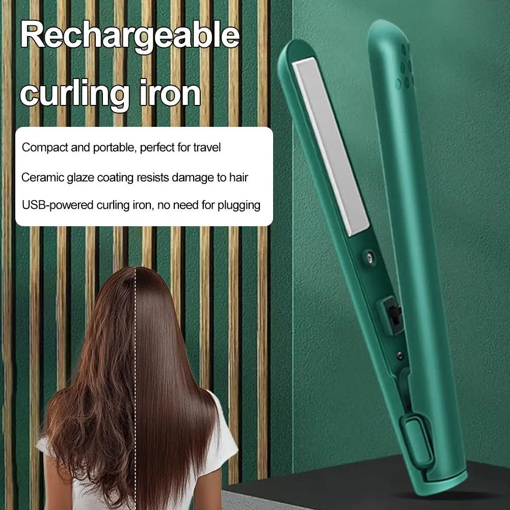 2-in-1 Mini Hair Straightener & Curler, Dual Purpose Curling Iron, Portable Curling Wand and Flat Iron Travel for All Hair Types
