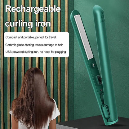 2-in-1 Mini Hair Straightener & Curler, Dual Purpose Curling Iron, Portable Curling Wand and Flat Iron Travel for All Hair Types
