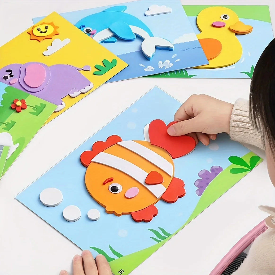 10Pcs 3D EVA Foam Sticker Set DIY Cartoon Animal Learning Education Painting Sticker Art Classroom Painting Puzzle Handicra