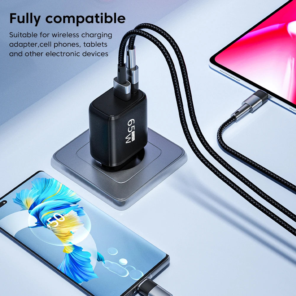 USB Charger 65W GaN Type C Fast Charging PD Power Adapter Quick Charger 3.0 For iPhone 15 Xiaomi POCO Samsung Oneplus