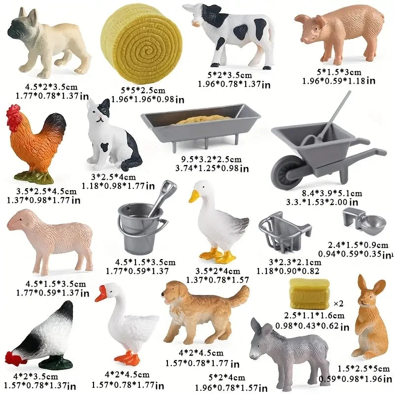 Oenux Small Farm Wild Animal Model Lion Tiger Sheep Pig Dog Action Figures PVC Lovely Miniature Playset Education Kid Toys Gift