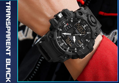 SANDA Outdoor Sports Military Mens Watch LED Digital Electron Quartz Male Wristwatch Dual Display Clock Men Relogio Masculino