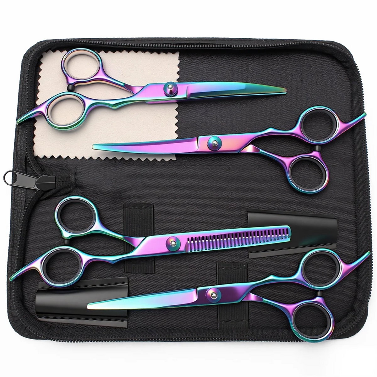 6 Inch Professional Dual Use Scissors for Hair Cutting and Pet Grooming Straight Curved Thinning Comb Stainless Steel Salon