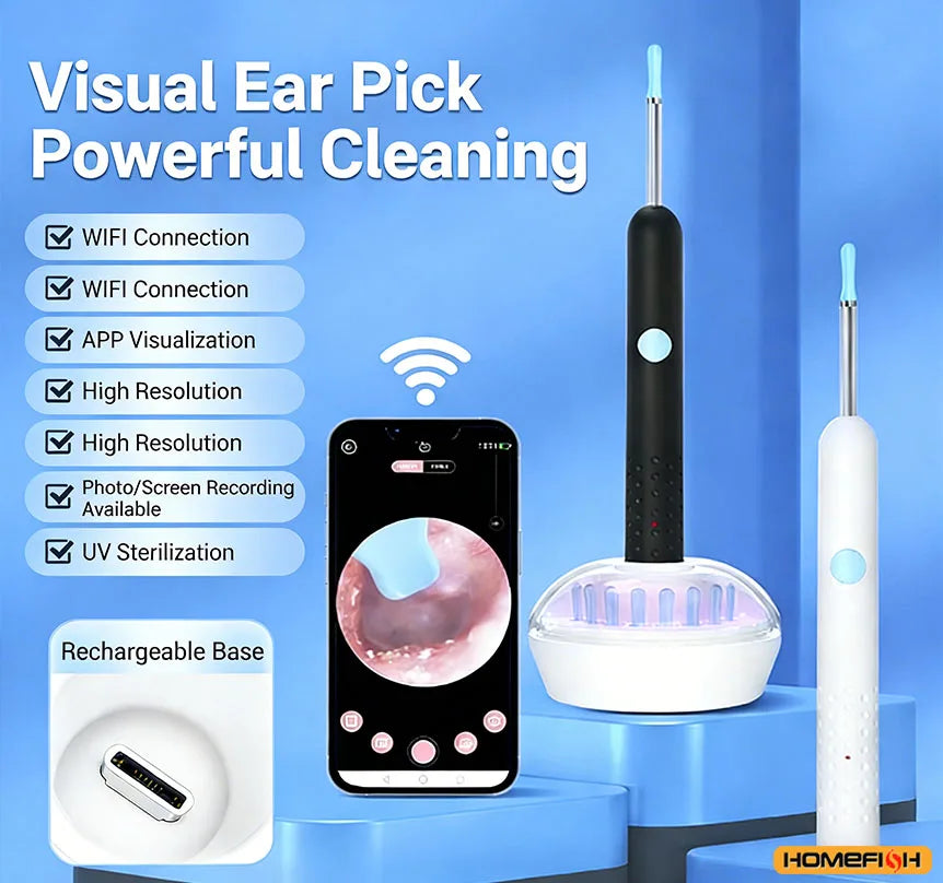 Visual Ear Wax Cleaner with Camera Safe Earwax Removal Endoscope with 5M Camera Luminous Otoscope Ear Cleaning Tools Ear Care