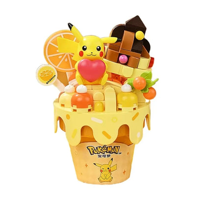 Pokémon Series Building Blocks Pikachu Psyduck Pogaman Cartoon Scene Model Bricks Collection Ornaments DIY Toys Holiday Gifts