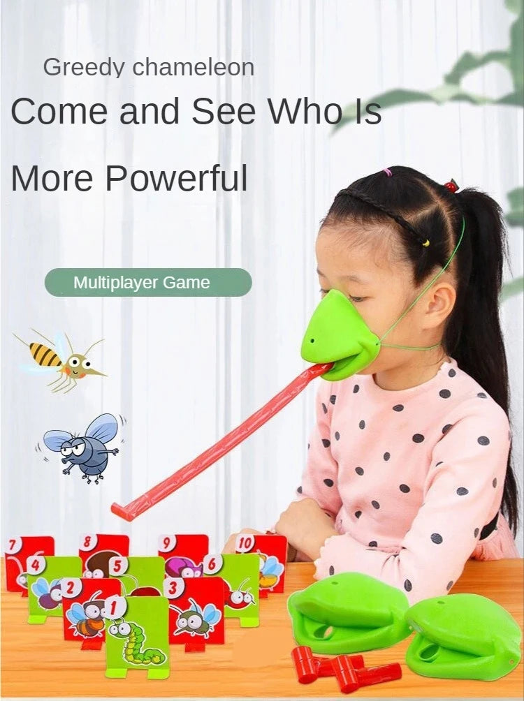 Frog Lizard Mask Wagging Tongue Lick Cards Board Games for Children Family Party Toys Antistress Funny Desktop Puzzle Game Toys