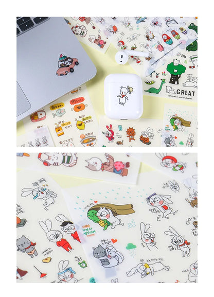6Pieces/Set Transparent Pvc Waterproof Cartoon Sticker DIY Hand Account Decorative Stickers Kawaii Phone Cup Stickers