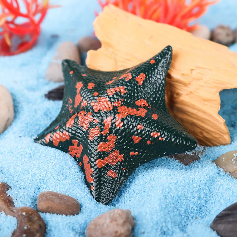 Oenux Ocean Animals Model Jellyfish Starfish Sea Anemone Coral Action Figures Aquarium PVC Miniature Educational Kids Toy Gift